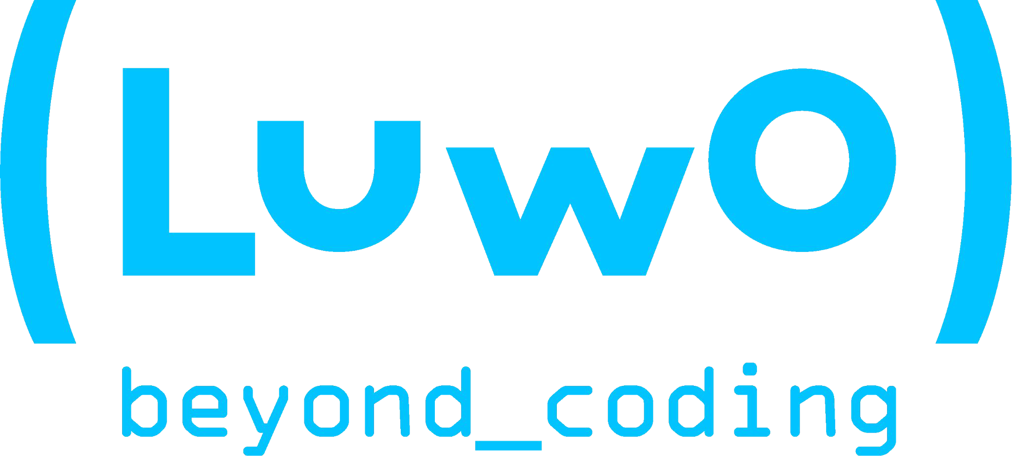 Основной логотип LUWO с фирменными скобками и слоганом beyond_coding